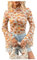 GORGLITTER Women's Floral Mock Neck Bell Long Sleeve Crop Top Lettuce Trim Slim Fit Shirts White M