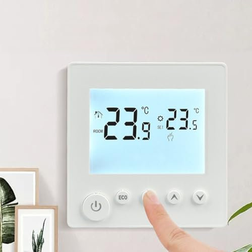 Thermostat de chauffage à lumière blanche à LED, thermostat numérique pour chauffage au sol, thermostat mural pour chauffage électrique (16 A)