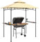 Outsunny 2.4 x 1.5 m (8' x 5') Grill Gazebo Canopy with LED Lights, Double Tiered Outdoor BBQ Gazebo Shelter with 2 Side Shelves, Storage Basket and Hooks for Garden, Barbecue, Picnic, Beige