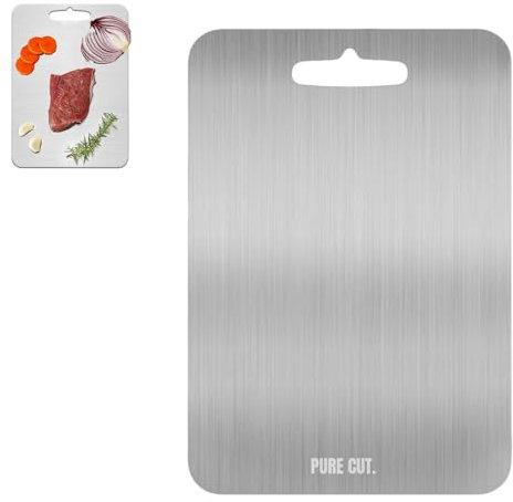 Pure Cut Titanpro Titanium Cutting Board for Kitchen, Purecut Knife-Friendly Cutting Boards Durable, Non-Porous and Easy to Clean (S: 29 * 20cm)