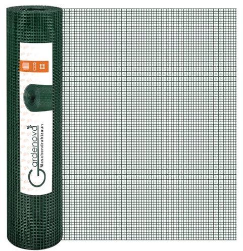 Gardenova Wühlmausgitter, Grün 1m Höhe x 5m Läng 0,9 mm Stärke Drahtgitter Feinmaschig Maschenweite 6,3 mm, Metallgitter als Wühlmausgitter, Volierendraht, Kaninchendraht