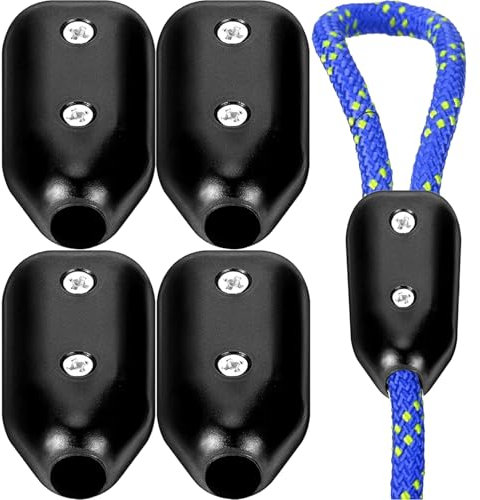 4Pcs Rope Clamps, Reusable Rope Clamp 3/8 Inch Black Plastic Cord Connector Suitable for 7-8 mm Nylon or Braided Cord