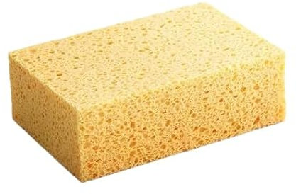 Nvzi Scheuerschwamm, klein, für Küche, Mikrowelle, Dampfgarer, Reinigung, spezieller saugfähiger Holzzellstoff, Baumwolle, Scheuerschwamm, 12 x 8 x 3 cm, Gelb, 2 Stück