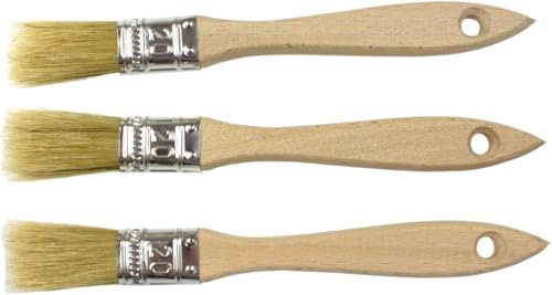 EFO Flachpinsel Set 20 mm 3er Pack | Malerpinsel mit natürlichen Borsten und Holzgriff | Lackierpinsel für gleichmäßiges Auftragen von Farbe und Öl | Robuster Holzpinsel für Innen- und Außenbereich