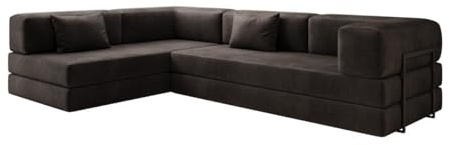Luxusbetten24 Designer Sofa Lazy L in Samt Dunkelbraun Links