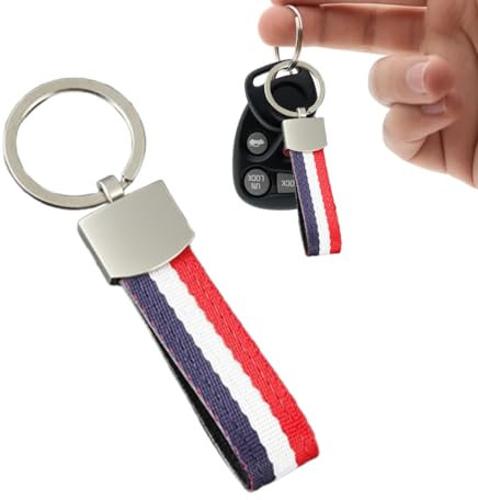 SGERUFZ Porte-clés avec Drapeau français, Sangle en Nylon, Porte-clés de Voiture, Logo de Voiture, incassable, antirouille, inaltérable, Logo coloré