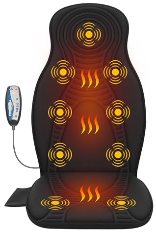 Beleduc - Back Massager for Chair, Massage Pad with Heat, Back Massager for Pain Relief, 9 Vibration Motors, 3 Heating Areas, 30/60/90 Timer