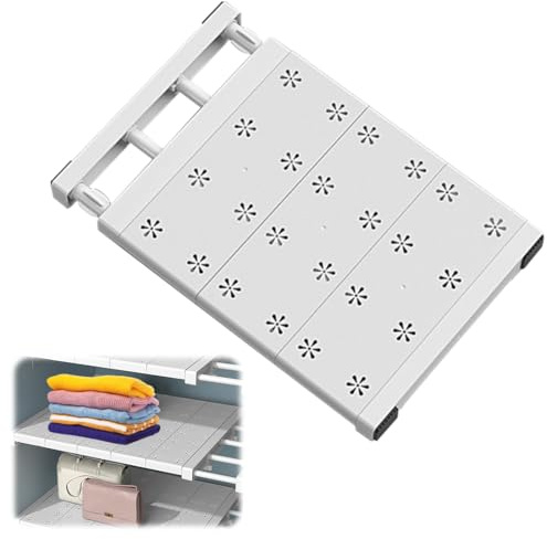 Wapasezyar Verstellbare Einlegeböden für Schrank, Erweiterbares Schrankregal, Nagelfrei Teleskop Regaltrenner für Küche, Badezimmer, Regale für Kleiderschrank (35cm Weit, Verstellbare Länge 38-60cm)