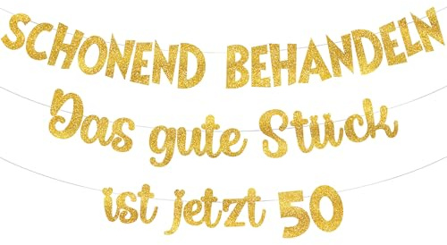 Tasoraor 50 Geburtstag Deko Girlande Gold - Lustig 50 Geburtstagsdeko Schonend Behandeln Banner, Glitzer Geburtstagsgirlande für 50. Frau Mann Geburtstagsparty Dekoration