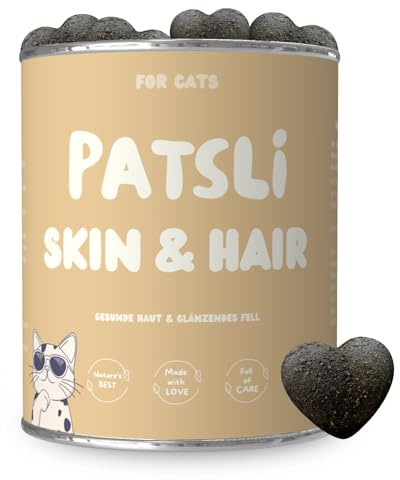 Patsli Skin & Hair | 6-in-1 Haut & Fell Komplex Katze | Fellpflege Snacks | Mit Biotin, Zink & Omega-3 | Tierärztlich entwickelt | Ergänzungsfuttermittel | Kann glänzendes Fell & Haut unterstützen