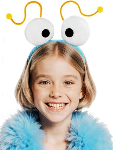 Maskworld Die Sesamstraße – Yip Yip Blau Haarreif mit Kulleraugen für Kinder - Kostüm-Kopfbedeckung zu Karneval & Motto-Party