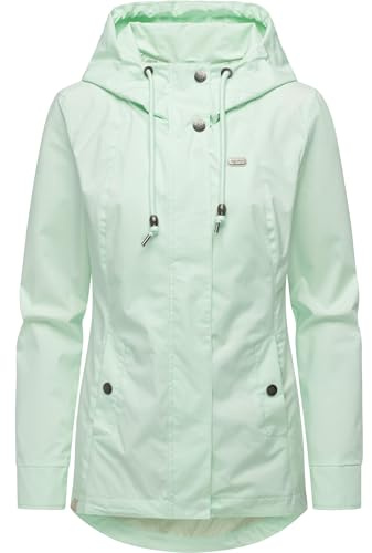 Ragwear Damen ultraleichte atmungsaktive und wasserdichte Übergangsjacke kurze Funktionsjacke mit verstellbarer Kapuze Alvena Summer YOUMODO Mint Gr. 5XL