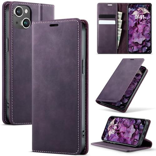 Azororo Cover per iPhone 13 Mini 5G, Premium PU Pelle Custodia, Magnetica Carta Fessura Portafoglio Case, Flip Cavalletto Custodia per iPhone 13 Mini - Viola