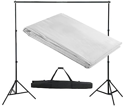vidaXL Backdrop Support System 300x300cm White Photography Studio Background