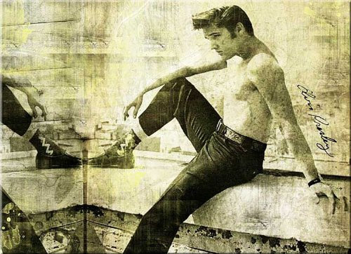 120x80cm Elvis grün grau schwarz abstrakt Kunstdruck von Paul Sinus Art - Leinwandbild fertig auf Keilrahmen, tolle Optik - Deutsche Qualität - moderne stilvolle Dekobilder und Designs für Ihr Wohnzimmer, Schlafzimmer Büro usw. ideal auch als Geschenk zu Geburtstag, Ostern, Weihnachten, Hochzeiten etc. - günstig und werthaltig zugleich - Bilder zum Träumen