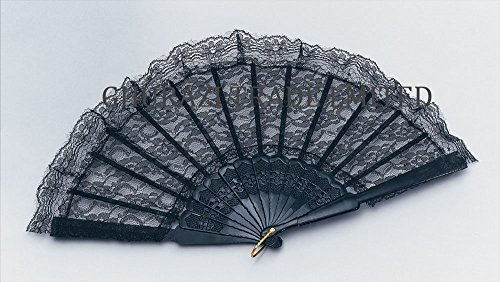 Ghurazi Trade Limited Black Lace Hand Fan Wedding Party Retro Style Spanish Lace Fancy Dress Costume Accessory gtl