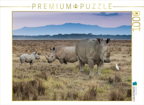 CALVENDO Puzzle Familie Breitmaulnashorn | 1000 Teile Lege-Größe 64 x 48 cm Foto-Puzzle für glückliche Stunden
