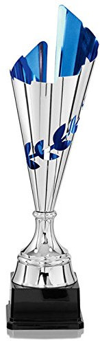 Edler Pokal aus Metall in silber / blau