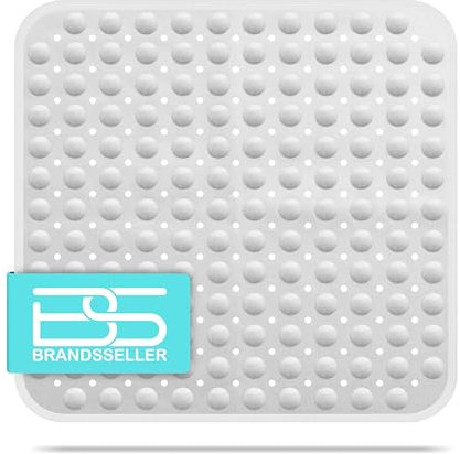 Brandsseller Tapis de Douche 53 cm x 53 cm Antidérapant Mat de Douche Anti-Glisse avec Ventouses - Gris Clair Mélange