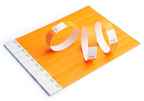100 Papier-Armbänder aus Tyvek, 19 mm für Events, Festivals, reißfest, in 12 Farben erhältlich 19mm (Neon-Orange)