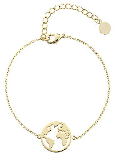 Heideman Armband Damen Weltkarte aus Edelstahl gold farbend matt Armkette für Frauen vergoldet mit Verlängerung