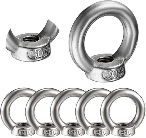 M10 Ösenmutter 304 Edelstahl Ringmutter 6 Stück,Metrisch Ring Form Lifting Eye,Augenmutter ist Gegossen und Poliert,Ideale Hebegeräte