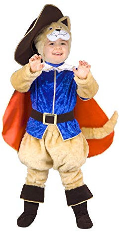 Ciao- Gatto con Gli Stivali Costume Travestimento Peluche Bambino (3-4 Anni), Blu/Rosso Puss in Boots, Colore, 55312.3-4
