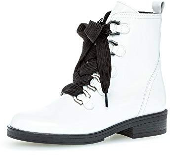 Gabor Damen Stiefeletten, Frauen Schnürstiefelette,Best Fitting,Reißverschluss,Übergrößen,Optifit- Wechselfußbett,Weiss/schwarz,38.5 EU / 5.5 UK