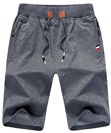 JustSun Sport Shorts Herren Kurze Hose Sommer beiläufig Baumwolle Elastische Taille Sweat Shorts Grau 3X-Large
