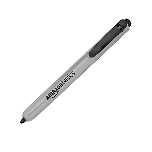 Amazon Basics Retractable Permanent Markers, Quick Drying Fade Resistant Ink, Versatile Art Supplies for Drawing, Black, 12 Count