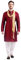 Maple Clothing Kurta Herren-Pyjama, Polyseide, Indien, Hochzeit, Party, Kleidung, Kastanienbraun mit Schal, XXX-Large