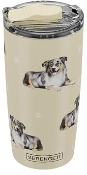 Australian Shepherd Serengeti 473 ml, Edelstahl, vakuumisoliert, mit auslaufsicherem Deckel, 3D-Druck, Thermobecher für heiße oder kalte Getränke (Australian Shepherd Tumbler)