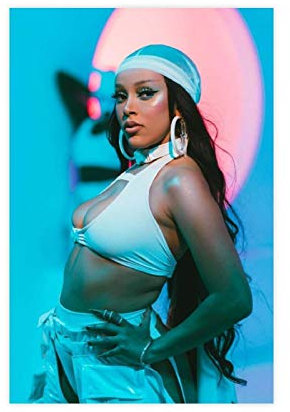 Poster/Wandbild auf Leinwand, Motiv: Amerikanische Hip-Hop-Künstlerin, Doja Cat 02, dekoratives Gemälde, 30 x 45 cm, ohne Rahmen