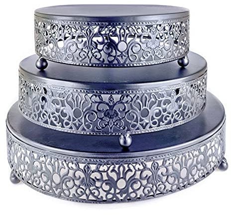 Eidoct 3-Piece Cake Stand Set Round Metal Cake Stands, Dessert Display Cupcake Stands for Wedding, Event, Birthday Party (Black)