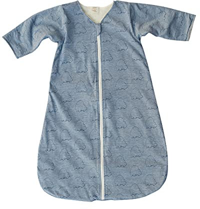 Lilano, Gefütterter Schlafsack Nilpferd mit Arm, Futter 100% Wolle (KBA) (Blau, 2 (90 cm))