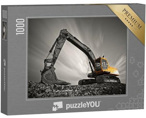 puzzleYOU: Puzzle 1000 Teile „Bagger auf steinigem Boden“ – aus der Puzzle-Kollektion Bagger, Baufahrzeuge