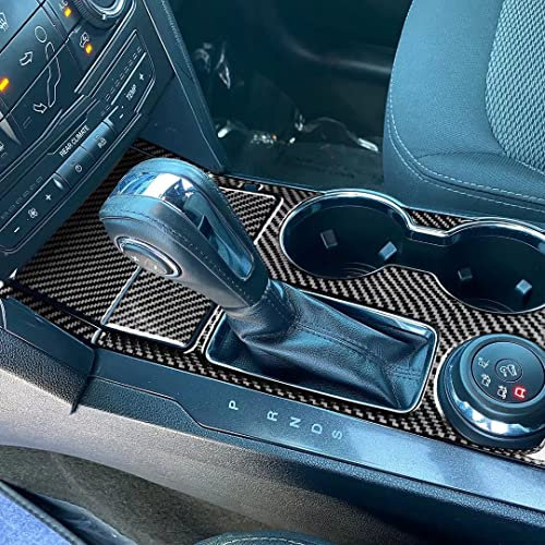 Carbon Fiber Center Console Storage Box Water Cup Holder Gear Shifter Panel Cover Trim For Ford Explorer 2013-2019