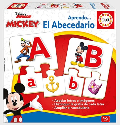 Educa - Aprendo… El Abecedario con Mickey y Sus Amigos, Juego Educativo para bebés Donde aprenderán a distinguir la grafía de Cada Letra y a Ampliar su Vocabulario, A Partir de 3 años (19328)