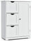 COSTWAY Bathroom Floor Cabinet, Wooden Free Standing Storage Cupboard with 3/4 Drawers, Adjustable Shelf and Door, Home Kitchen Living Room Hallway Organiser Unit (White, 3 Drawers)