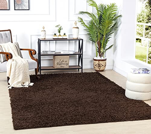 Surya Home Shaggy Berber Teppich - Flauschiger Teppich für Wohnzimmer, Esszimmer, Schlafzimmer, Langflor Hochflor Teppich flauschig - Teppich groß 200x290 cm, Wohnzimmerteppich in Braun