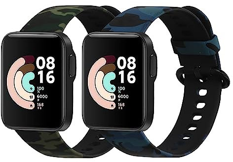 kwmobile TPU Silicone Watch Strap Compatible with Xiaomi Mi Watch Lite 2 / Redmi watch 2-2x Band - camouflage Black/Light Green/Dark Green