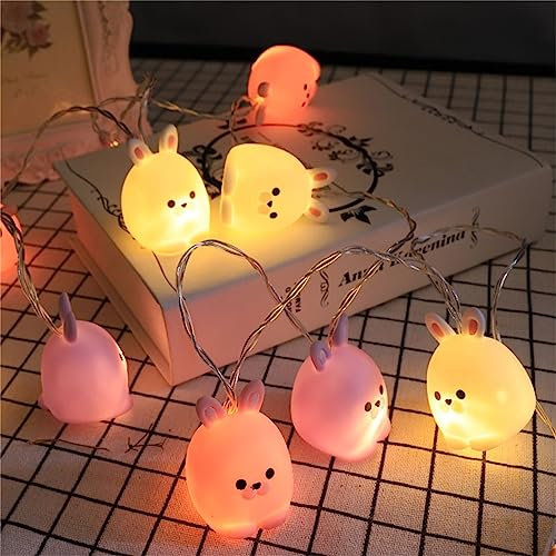 1,5 m 10 LED Cartoon Tier Lichterkette für Mädchen Schlafzimmer Batteriebetriebene LED Lichterkette für Zimmer Geburtstag Party Dekoration (Moe Hase)