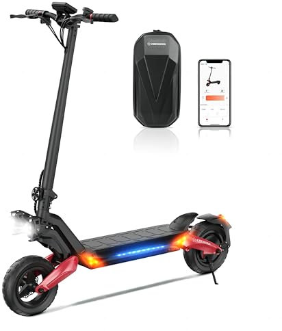 CIRCOOTER Trottinette Electrique Adultes 40km Autonomie, 10” Pneu Tout Terrain, 800W Moteur, R3 Trottinette Pliable, 3 Modes de Vitesse avec APP et écran LCD Intelligent, Max 200KG Rouge