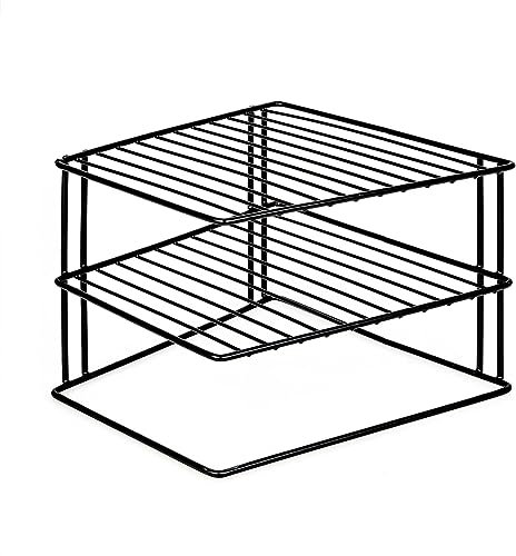Thrink 3 Tier Corner Plate Rack - Corner Kitchen Plate Bowl Rack Stand With Plastic Coating - Easy Access And Efficient Organization - Cupboard, Shelf Storage Solution – SIZE 25.5D x 25.5W x 19H cm