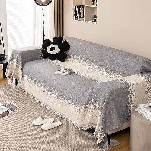 Mesnt Sofabezug Recamiere, Chenille Waschbar Sofa Protection Cover Schonbezug Couch mit Sternenhimmel mit Farbverlauf und Quaste Grau, 180x150CM