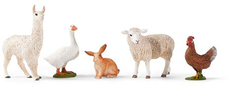 SCHLEICH Farm World | Bauernhof Tiere Set 77536 mit Kaninchen, Gans, Huhn, Schaf und Lama | Bauernhof Spielzeug ab 3 Jahre | detailliertes Spielset bestehend aus 5 Teilen | exklusiv bei Amazon