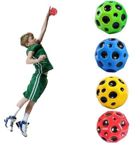 OWOAOOwl 4 Stück Moon Ball, Gummiball Space Ball Moonball,7 cm Sprünge EIN Knallendes Geräusch Machen,Bounce Loch Bouncing Ball für Kinder Hohe(Zufällige Farbe)