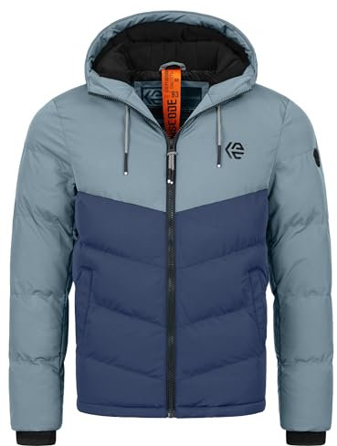 Indicode Herren INAgiotis Winterjacke mit Kapuze | Herrenjacke Jacke Steppjacke Männer Blue grey, L