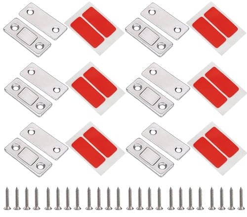 Magnetic Door Catch 6 Pack Cabinet Magnets Magnetic Cupboard Catches Self Adhesive Magnets for Cupboard Wardrobe Closure