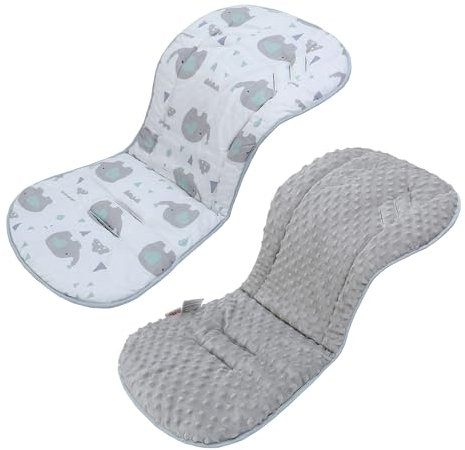 Universal Sitzauflage Kinderwagen Einlage - Sitzauflage für Buggys Weich und Verstellbar aus 100% Baumwolle,Atmungsaktiv,Einfache Befestigung,Sommer & Winter Weiß
